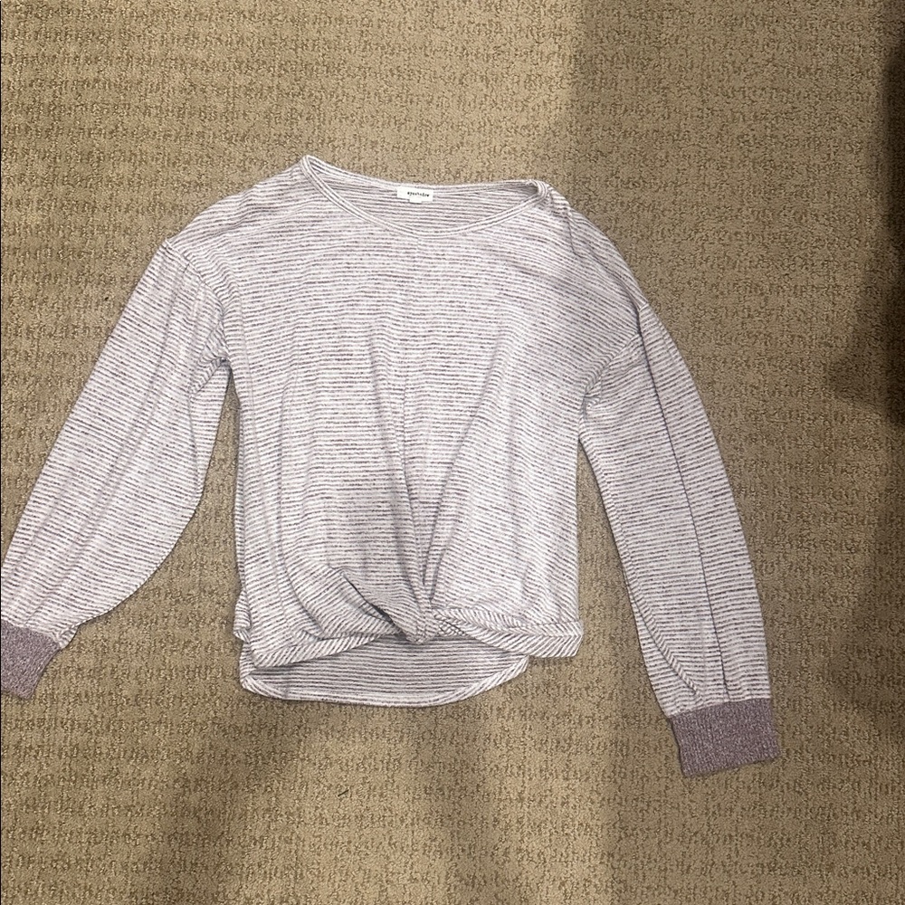 Striped Long Sleeve sweater top long sleeve tie knot